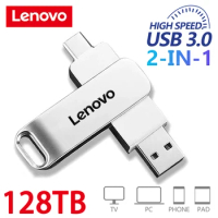 Lenovo 128TB Mini Pen Drive USB Memory USB Flash Drives 2TB 1TB 16TB TYPE C High Speed Usb 3.0 Waterproof Pendrive U Disk New