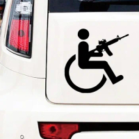 Handicap Gun Wheelchair Decal For Car window Decor Vinyl Sticker Disabled Auto Body Decals