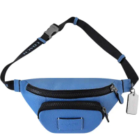 COACH 荔枝紋皮革小型腰包/單肩背兩用包(藍色)