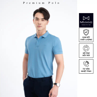 Áo polo nam MMANS màu xanh da trời basic tinh tế sang trọng chất vải cotton poly cao cấp co giãn