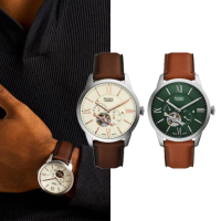 【FOSSIL 官方旗艦館】Townsman系列 摩登都會機械手錶 真皮錶帶 44MM(多色可選)