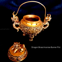 Dragon Brass Incense Burner Pot Antique Finish Dragon Agarbatti Pot Brass Sculpture