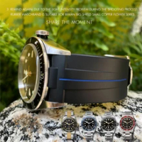 Natural Rubber Watchband 22mm 23mm 24mm Wristband for Tudor Bronze Black Bay Pelagos Fastrider Black Silicone Watch Strap Tools