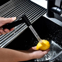304 stainless steel black kitchen sink shower spray gun washing vegetables pull spray gun set bathroom bidet spray gun set