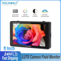 FEELWORLD LUT6 6 Inch DSLR Camera Field Monitor 4K HDMI 2600nits HDR/3D LUT IPS Panel Touch Screen Display with Waveform