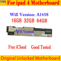 With IOS System For iPad 4 A1458 A1459 A1460 Motherboard NO ID Account Logic Board With Full Chips Original Unlocked Mainboard