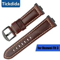 Leather Strap for Huawei Watch Fit 3 Genuine Leather WatchBand for Huawei Watch Fit3 Bracelet Correa Accessories