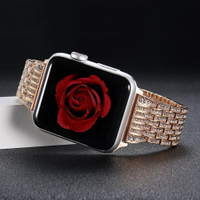 錶帶 索柯 錶帶適用于蘋果Apple watch1/2/3代不銹鋼手錶帶女iwatch3配件38mm42運動帶鉆 都市時尚
