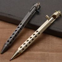 Handmade Gun Shaped Brass Old Six Rowed Roller Pen Multifunction Metal Sign Pen Tactical Pen Self Defense EDC Outdoor