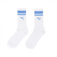 【PUMA】襪子 Fashion 白 淺藍 長襪 中筒襪 條紋 休閒襪 穿搭襪 白襪(BB1092-27)