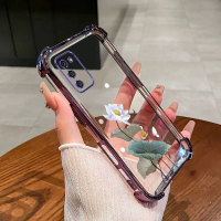 เคสโทรศัพท์, เหมาะสำหรับ vivo Y100 Y200 V29E 5G, วัสดุ TPU, ลายดอกบัว, กันกระแทกสี่มุม, เคสใส