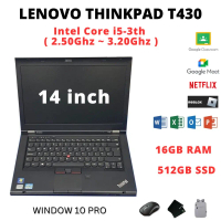 (TERPAKAI) LAPTOP BISNES 14 INCI LENOVO THINKPAD T430 I5-3RD 8GB RAM 250GB SSD WINDOWS 10 PRO HD SKR