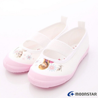 日本月星Moonstar機能童鞋-日製迪士尼聯名系列-冰雪奇緣室內鞋014粉(中大童段)