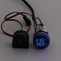 Digital Voltmeter Ammeter 22mm Round 50-500V 0-100A Replaceable Reliable