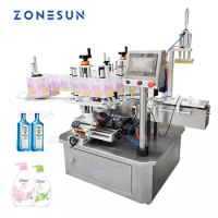 ZONESUN ZS-TB210 Semi Automatic Double Size Tube Sticker Water Flat Bottle Labeling Machine For Bottles Label Dispenser Machine