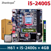 H61 LGA1155 Desktop Motherboard Intel Quad Core Low Power i5-2400S 2.50GHZ DRR3 4GB Memory Support Kit