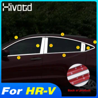 Hivotd Chrome Car Window Trim Stickers Cover Auto Body Film Decoration Exterior Accessories Styling For Honda HRV HR-V 2015-2021