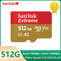 SanDisk Extreme Micro SD Card Memory Card 128GB 64GB 256GB 512GB 1T SDXC V30 4K Flash TF for Steam Deck Drone Nintendo Switch