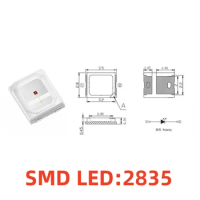 100Pcs SMD LED 2835 0.5W White 6000-6500K LED Lamp Beads Size 2835 Light-emitting Diode High Bright Quality