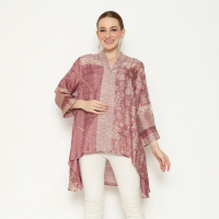 Senorita Officiall - Blouse Batik Wanita Kekinian - Fuchsia -Blouse Batik Azalea Kalong Kerah - Bati