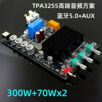 BRZHIFI X2 TPA3255 300W+70WX2 high-power 2.1 amplifier board subwoofer Bluetooth 5.0