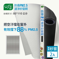 USii WSM085110B 防霾PM2.5濾淨紗窗網(窗)85*110公分-2入組