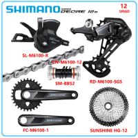 Shimano Deore M6100 Groupset 12S 12v Derailleurs Kit FC-M6100 Crankset CN-M6100 Chain RD-M6100 Rear Derailleurs for MTB Bike