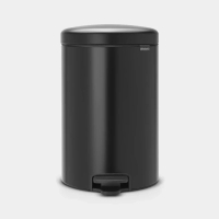 比利時製 20L 不銹鋼靜音緩降圓形腳踏垃圾桶 H46.7 x L38 x W29cm 啞黑 114106
