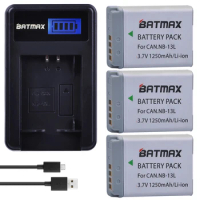 Batmax 3Pcs NB-13L NB 13L NB13L Battery + LCD USB Charger for Canon PowerShot G5 X G5X G7 X Mark II G7X G9 X G9X SX720 HS