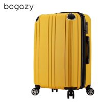 Bogazy 眷戀時光Plus 18吋杯架款海關鎖行李箱登機箱(貴族黃)