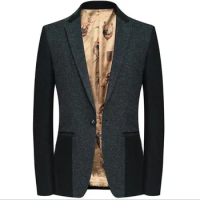 High Quality Woolen Blazer For Men Slim Fashion Spring Men'S Wool Blazer Male Casual Suit Jacket Business Coat Outerwear