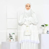 Mukena Umroh haji Jacquard silk premium Renda Giffer Cantik
