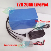 Lifepo4 72V Ebike Lithium Battery 24S 3.2v 32650 72v 30AH 20Ah 40Ah Pack with 50Amp BMS For 3000W Scooter Motor + 5A Charger