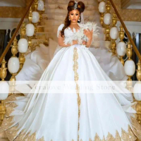 Gorgeous Prom Dresses 2023 White GoldLong Sleeves Celebrity Evening Dress Women Birthday Party Gowns Wedding Gowns