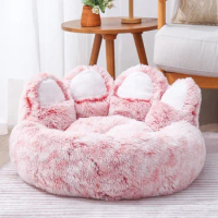 Warm Kennel Pet Bear Paw Shape House Small Dog Bed Teddy Kennel 0-17kg Removable Washable Cat Beds Deep Sleep Winter Cushion