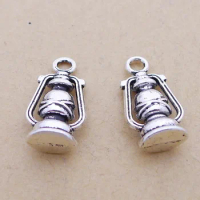 10pcs/Lot 10x20mm Antique Silver Color Oil Lamp Charms Pendant For Jewelry Making DIY Jewelry Findings