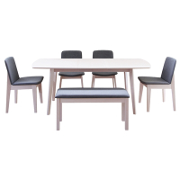 【RICHOME】安度尼斯餐桌椅組(一桌四椅一長凳)W150-194 × D90 × H75 cm