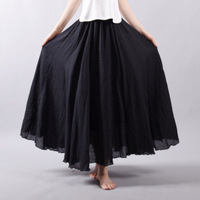 YOLO New Mori Girl Artistic Style Cotton and Linen Large Swing A- line Skirt Womens Summer plus Size