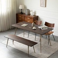 桌子 北歐表情實木餐桌極簡家用小戶型橡木工業復古桌椅組合