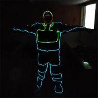 New design high quality wholesale glowing EL wire costumes for stage dancing dj performance Christmas Halloween