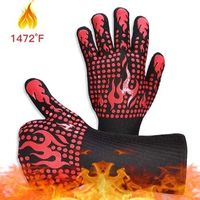High temperature Resistant 800 degree BBQ flame retardant fire-proof barbecue heat insulation silica gel microwave oven gloves
