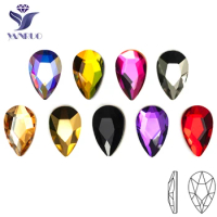 YanRuo 20pcs 5x8mm Pear Giltter Crystal Glass Diamond Jewelry Making Beads Flat Bottom Beauty Accessories Nail Art Decorations