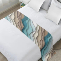 Teal Gradient Brown Bed Runner Home Hotel Decoration Bed Flag Wedding Bedroom Bed Tail Towel