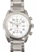 EGLANTINE Aviator II 男女皆宜的不銹鋼石英計時手錶白色錶盤鋼手鍊