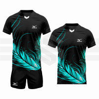 Jersey Voli Baju Volly Setelan Futsal Atasan Olahraga Kaos Bola Pakaian Running Motif Merak Hitam To