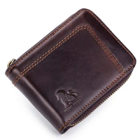 Mens Wallet Purse Rfid Genuine Leather Wallet Blocking Secure Vintage 13 Card Slots Purses 2022 Winter New Bags For Gift Men