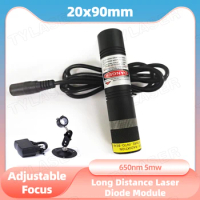 Focusable 20x90mm Glass Lens 650nm Super Small Red Dot Laser 5mW Round Spot&amp;Point Long Distance Laser Diode Module