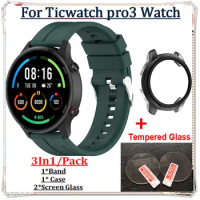 3 In1 TPU Frame Protector Case For Ticwatch pro3 Watch Bracelet Band Strap Wrist for Ticwatch pro 3 Screen Glass Protective Film