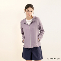 Hang Ten-女裝-恆溫多功能-REGULAR FIT四面彈吸濕排汗防曬連帽外套-粉紫