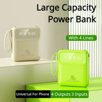 20000mah Portable Lcd Display Power Bank Comes with Four Line Mobile10000mah Built in Cables Powerbank Mini Powerbanks